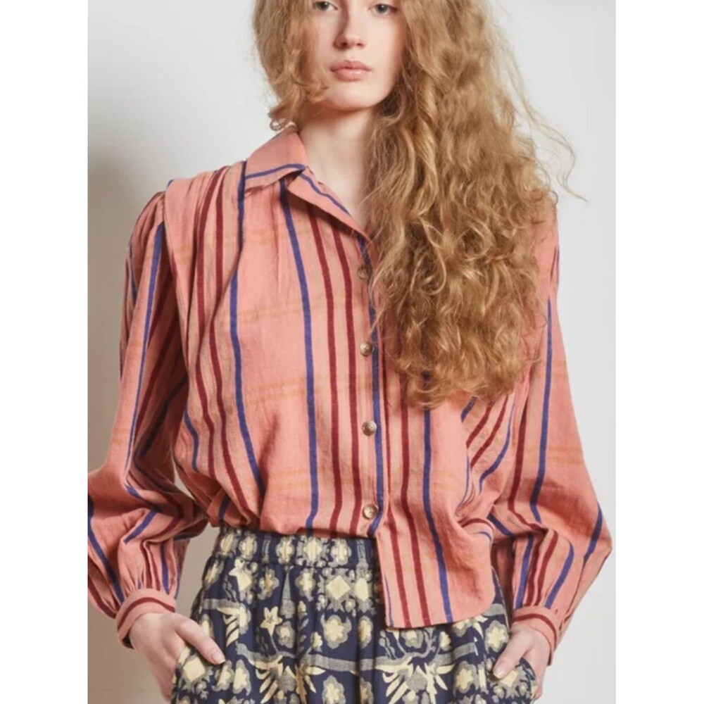 Rujuta Sheth Bedford Blouse S NWT Rose Chex Handwoven Cotton Top